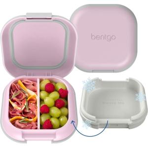 Bentgo Chill Mini Leak-Proof Lunch Box – Built-In Ice Pack Keeps Food Cold, 2.7-Cup Capacity for Snacks or a Sandwich, 3 or 4 Compartments, PFAS & BPA-Free, Ideal for Adults & Kids 3+ (Lilac Mist)(Lilac Mist)