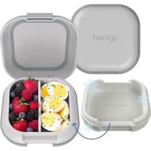 Bentgo Chill Mini Leak-Proof Lunch Box – Built-In Ice Pack Keeps Food Cold, 2.7-Cup Capacity for Snacks or a Sandwich, 3 or 4 Compartments, PFAS & BPA-Free, Ideal for Adults & Kids 3+ (Lilac Mist)(Crisp Grays)