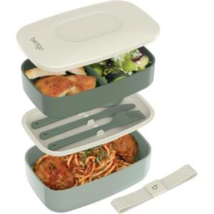 Bentgo Classic – Adult Bento Box, Stackable 3-Compartment Lunch Box with Removable Utensil Set and Sealing Strap, BPA-Free, Food Container Ideal for Meal Prep, Work, and On the Go (Blush Marble)(Khaki Green)