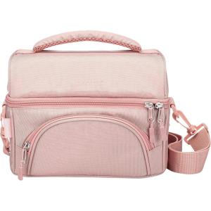 Bentgo Deluxe Lunch Bag – Durable and Insulated Lunch Tote with Zippered Outer Pocket, Internal Mesh Pocket, Padded & Adjustable Straps, & 2-Way Zippers – Fits Most Lunch Boxes (Khaki Green)(Blush)