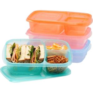 Bentgo Easyboxes – Original Stackable Lunch Boxes – Reusable 3-Compartment Food Containers for Kids and Adults – Bento Lunch Box for Meal Prep, School, & Work – BPA Free, Set of 4 (Pastels)(Pastels)