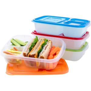 Bentgo Easyboxes – Original Stackable Lunch Boxes – Reusable 3-Compartment Food Containers for Kids and Adults – Bento Lunch Box for Meal Prep, School, & Work – BPA Free, Set of 4 (Pastels)(Classic)