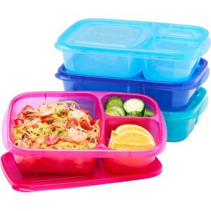 Bentgo Easyboxes – Original Stackable Lunch Boxes – Reusable 3-Compartment Food Containers for Kids and Adults – Bento Lunch Box for Meal Prep, School, & Work – BPA Free, Set of 4 (Pastels)(Jewel Brights)