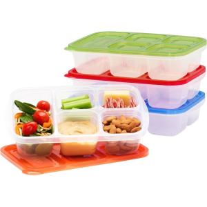 Bentgo Easyboxes – Reusable 5-Compartment Food Containers, Stackable 8-Piece Set, 4 Trays & 4 Lids, BPA-Free Food Storage for Meal Prep, School, & Work; Lunch Boxes with Patented Design (Classic)(Classic)