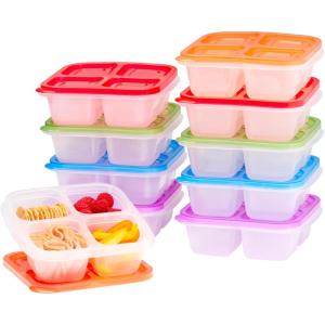Bentgo Easyboxes 4-Compartment Snack Containers – 20-Piece Set with 10 Trays & 10 Custom-Fit Lids to Seal in Freshness – Reusable Food Storage & Meal Prep Bento BPA-Free Containers (Jewel Brights)(Classic)