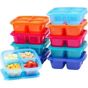 Bentgo Easyboxes 4-Compartment Snack Containers – 20-Piece Set with 10 Trays & 10 Custom-Fit Lids to Seal in Freshness – Reusable Food Storage & Meal Prep Bento BPA-Free Containers (Jewel Brights)(Jewel Brights)