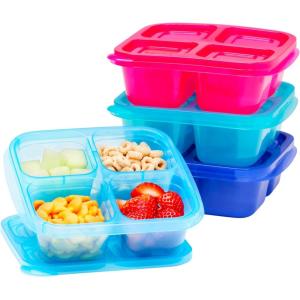 Bentgo Easyboxes 4-Compartment Snack Containers – 8-Piece Set with 4 Trays & 4 Custom-Fit Lids to Seal in Freshness – Reusable Food Storage & Meal Prep Bento BPA-Free Containers (Classic)(Jewel Brights)