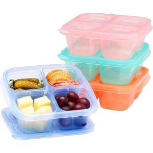 Bentgo Easyboxes 4-Compartment Snack Containers – 8-Piece Set with 4 Trays & 4 Custom-Fit Lids to Seal in Freshness – Reusable Food Storage & Meal Prep Bento BPA-Free Containers (Classic)(Pastels)