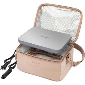 Bentgo Heat – Electric Lunch Bag & Food Warmer for Reheating Meals in Car, at Work & More – Heated Lunch Box Warmer for Adults, Students & Shift Workers, 12V/24V Auto & 120V Wall Cords (Carbon Black)(Sand)