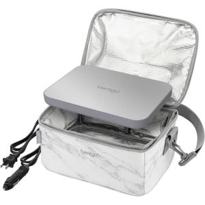 Bentgo Heat – Electric Lunch Bag & Food Warmer for Reheating Meals in Car, at Work & More – Heated Lunch Box Warmer for Adults, Students & Shift Workers, 12V/24V Auto & 120V Wall Cords (Carbon Black)(White Marble)