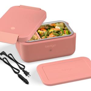Bentgo Heat – Electric Lunch Box – Portable Food Warmer for Adults, Heated Lunch Box for Work, Travel, School & On the Go, Plug Into Wall or Car, Ideal for Ages 14+, 12V/24V & 120V Cords (Obsidian)(Pink Spice)