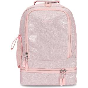 Bentgo Kids 2-in-1 Backpack & Insulated Lunch Bag – Glitter Designed 16” Backpack for School & Travel – Durable, Water Resistant, Padded, & Large Compartments (Glitter Edition – Petal Pink)(Glitter Edition – Petal Pink)