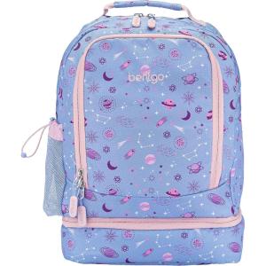 Bentgo Kids 2-in-1 Backpack & Insulated Lunch Bag – Glitter Designed 16” Backpack for School & Travel – Durable, Water Resistant, Padded, & Large Compartments (Glitter Edition – Petal Pink)(Lavender Galaxy)