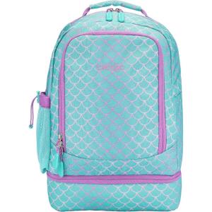 Bentgo Kids 2-in-1 Backpack & Insulated Lunch Bag – Glitter Designed 16” Backpack for School & Travel – Durable, Water Resistant, Padded, & Large Compartments (Glitter Edition – Petal Pink)(Mermaid Scales)