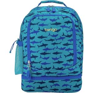 Bentgo Kids 2-in-1 Backpack & Insulated Lunch Bag – Glitter Designed 16” Backpack for School & Travel – Durable, Water Resistant, Padded, & Large Compartments (Glitter Edition – Petal Pink)(Shark)