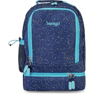 Bentgo Kids 2-in-1 Backpack & Insulated Lunch Bag – Glitter Designed 16” Backpack for School & Travel – Durable, Water Resistant, Padded, & Large Compartments (Glitter Edition – Petal Pink)(Confetti Edition – Abyss Blue)