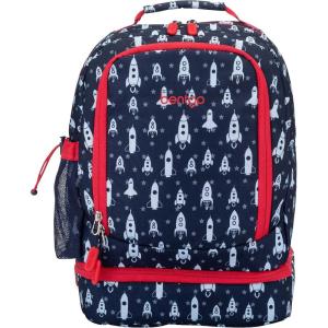 Bentgo Kids 2-in-1 Backpack & Insulated Lunch Bag – Glitter Designed 16” Backpack for School & Travel – Durable, Water Resistant, Padded, & Large Compartments (Glitter Edition – Petal Pink)(Rocket)