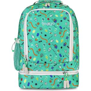 Bentgo Kids 2-in-1 Backpack & Insulated Lunch Bag – Glitter Designed 16” Backpack for School & Travel – Durable, Water Resistant, Padded, & Large Compartments (Glitter Edition – Petal Pink)(Bug Buddies)