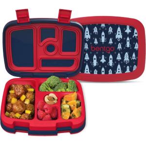Bentgo Kids 5-Compartment Leak-Proof Bento-Style Lunch Box (Whimsy & Wonder Collection) – Ideal for Ages 3-7, Drop-Proof & Durable, Dishwasher Safe, & PFAS & BPA-Free Materials (Geo Speckle)(Rocket)