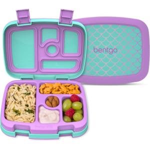 Bentgo Kids 5-Compartment Leak-Proof Bento-Style Lunch Box (Whimsy & Wonder Collection) – Ideal for Ages 3-7, Drop-Proof & Durable, Dishwasher Safe, & PFAS & BPA-Free Materials (Geo Speckle)(Mermaid Scales)