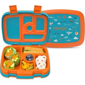 Bentgo Kids 5-Compartment Leak-Proof Bento-Style Lunch Box (Whimsy & Wonder Collection) – Ideal for Ages 3-7, Drop-Proof & Durable, Dishwasher Safe, & PFAS & BPA-Free Materials (Geo Speckle)(Planes)