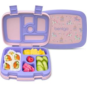 Bentgo Kids 5-Compartment Leak-Proof Bento-Style Lunch Box (Whimsy & Wonder Collection) – Ideal for Ages 3-7, Drop-Proof & Durable, Dishwasher Safe, & PFAS & BPA-Free Materials (Geo Speckle)(Carousel Unicorns)