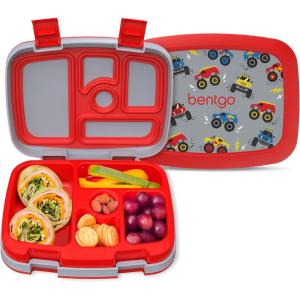 Bentgo Kids 5-Compartment Leak-Proof Bento-Style Lunch Box (Whimsy & Wonder Collection) – Ideal for Ages 3-7, Drop-Proof & Durable, Dishwasher Safe, & PFAS & BPA-Free Materials (Geo Speckle)(Trucks)