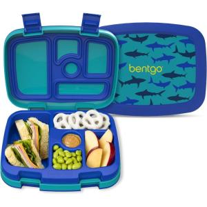 Bentgo Kids 5-Compartment Leak-Proof Bento-Style Lunch Box (Whimsy & Wonder Collection) – Ideal for Ages 3-7, Drop-Proof & Durable, Dishwasher Safe, & PFAS & BPA-Free Materials (Geo Speckle)(Sharks)