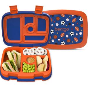 Bentgo Kids 5-Compartment Leak-Proof Bento-Style Lunch Box (Whimsy & Wonder Collection) – Ideal for Ages 3-7, Drop-Proof & Durable, Dishwasher Safe, & PFAS & BPA-Free Materials (Geo Speckle)(Sports)