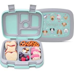Bentgo Kids 5-Compartment Leak-Proof Bento-Style Lunch Box (Whimsy & Wonder Collection) – Ideal for Ages 3-7, Drop-Proof & Durable, Dishwasher Safe, & PFAS & BPA-Free Materials (Geo Speckle)(Puppy Love)
