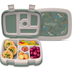 Bentgo Kids 5-Compartment Leak-Proof Bento-Style Lunch Box (Whimsy & Wonder Collection) – Ideal for Ages 3-7, Drop-Proof & Durable, Dishwasher Safe, & PFAS & BPA-Free Materials (Geo Speckle)(Dino Fossils)