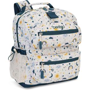 Bentgo Kids Backpack (Whimsy & Wonder Collection) – Lightweight 14’’ for School, Travel & Daycare – Ideal for Kids 4+, Durable & Water-Resistant, Roomy Interior, Loop for Lunch Bag (Spots & Dots)(Friendly Skies)