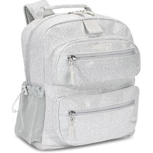 Bentgo Kids Backpack (Whimsy & Wonder Collection) – Lightweight 14’’ for School, Travel & Daycare – Ideal for Kids 4+, Durable & Water-Resistant, Roomy Interior, Loop for Lunch Bag (Spots & Dots)(Glitter Edition – Silver)
