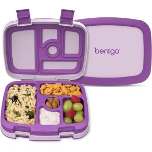 Bentgo Kids Bento-Style 5-Compartment Leak-Proof Lunch Box – Ideal Portion Sizes for Ages 3 to 7 – Durable, Drop-Proof, Dishwasher Safe, PFAS & BPA-Free & Made with Food-Safe Materials (Citrus Yellow)(Purple)