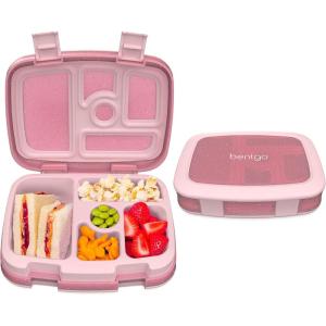 Bentgo Kids Bento-Style 5-Compartment Leak-Proof Lunch Box – Ideal Portion Sizes for Ages 3 to 7 – Durable, Drop-Proof, Dishwasher Safe, PFAS & BPA-Free & Made with Food-Safe Materials (Citrus Yellow)(Glitter Edition – Petal Pink)