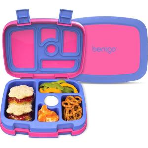Bentgo Kids Bento-Style 5-Compartment Leak-Proof Lunch Box – Ideal Portion Sizes for Ages 3 to 7 – Durable, Drop-Proof, Dishwasher Safe, PFAS & BPA-Free & Made with Food-Safe Materials (Citrus Yellow)(Fuchsia)