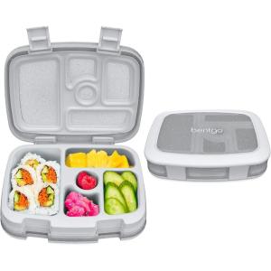 Bentgo Kids Bento-Style 5-Compartment Leak-Proof Lunch Box – Ideal Portion Sizes for Ages 3 to 7 – Durable, Drop-Proof, Dishwasher Safe, PFAS & BPA-Free & Made with Food-Safe Materials (Citrus Yellow)(Glitter Edition – Silver)