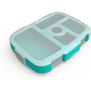Bentgo Kids Brights Tray (Violet) with Transparent Cover – Reusable, BPA-Free, 5-Compartment Meal Prep Container with Built-In Portion Control for Healthy At-Home Meals and On-the-Go Lunches(Aqua)