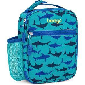 Bentgo® Kids Insulated Lunch Tote – Water-Resistant, Reusable, Lightweight & Durable Lunch Bag with Water Bottle Holder & Mesh Pocket, Fits Lunch Box & Water Bottle – Ideal for Ages 3+ (Puppy)(Sharks)