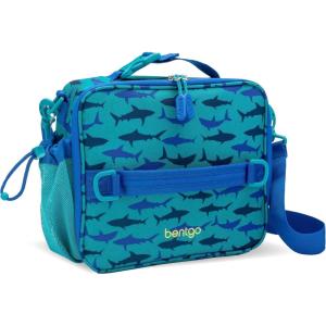 Bentgo Kids Lunch Bag (Whimsy & Wonder Collection) – Durable, Double-Insulated Lunch Bag for Kids 3+; Holds Lunch Box/Water Bottle/Snacks; Water-Resistant Fabric & Zip Pockets (Starry Sprinkle)(Sharks)