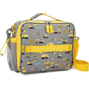 Bentgo Kids Lunch Bag (Whimsy & Wonder Collection) – Durable, Double-Insulated Lunch Bag for Kids 3+; Holds Lunch Box/Water Bottle/Snacks; Water-Resistant Fabric & Zip Pockets (Starry Sprinkle)(Construction Trucks)