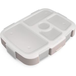 Bentgo® Kids Prints Tray with Transparent Cover – Reusable, BPA-Free, 5-Compartment Meal Prep Container with Built-In Portion Control for Healthy Meals At Home & On the Go (Trains)(Dino Fossils)