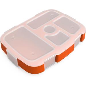 Bentgo® Kids Prints Tray with Transparent Cover – Reusable, BPA-Free, 5-Compartment Meal Prep Container with Built-In Portion Control for Healthy Meals At Home & On the Go (Trains)(Sports)