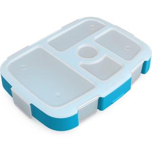 Bentgo® Kids Prints Tray with Transparent Cover – Reusable, BPA-Free, 5-Compartment Meal Prep Container with Built-In Portion Control for Healthy Meals At Home & On the Go (Trains)(Dinosaur)