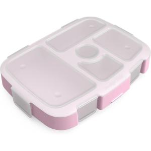 Bentgo® Kids Prints Tray with Transparent Cover – Reusable, BPA-Free, 5-Compartment Meal Prep Container with Built-In Portion Control for Healthy Meals At Home & On the Go (Trains)(Lavender Galaxy)