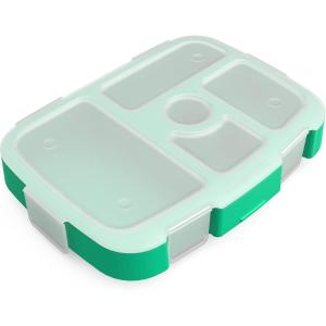 Bentgo® Kids Prints Tray with Transparent Cover – Reusable, BPA-Free, 5-Compartment Meal Prep Container with Built-In Portion Control for Healthy Meals At Home & On the Go (Trains)(Tropical)