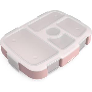 Bentgo® Kids Prints Tray with Transparent Cover – Reusable, BPA-Free, 5-Compartment Meal Prep Container with Built-In Portion Control for Healthy Meals At Home & On the Go (Trains)(Green Rainbow)