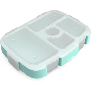 Bentgo® Kids Prints Tray with Transparent Cover – Reusable, BPA-Free, 5-Compartment Meal Prep Container with Built-In Portion Control for Healthy Meals At Home & On the Go (Trains)(Leopard)