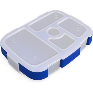 Bentgo® Kids Prints Tray with Transparent Cover – Reusable, BPA-Free, 5-Compartment Meal Prep Container with Built-In Portion Control for Healthy Meals At Home & On the Go (Trains)(Shark)