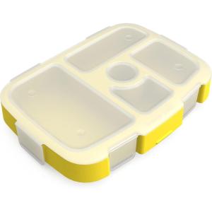 Bentgo® Kids Prints Tray with Transparent Cover – Reusable, BPA-Free, 5-Compartment Meal Prep Container with Built-In Portion Control for Healthy Meals At Home & On the Go (Trains)(Space)